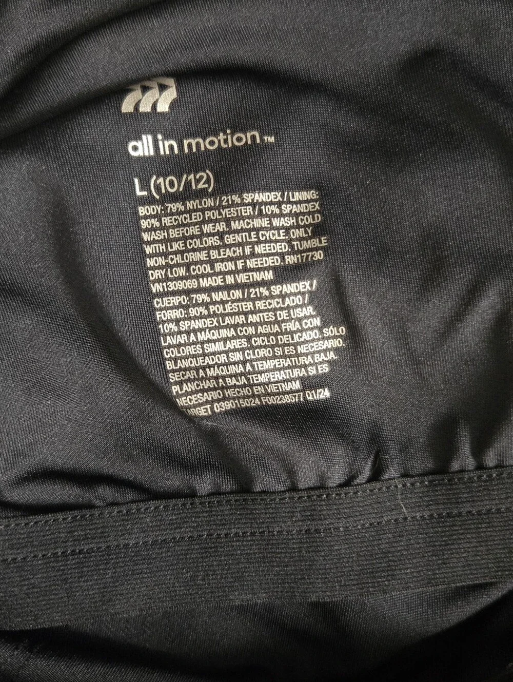 All In Motion Active Black One-Shoulder Cropped Tank Top